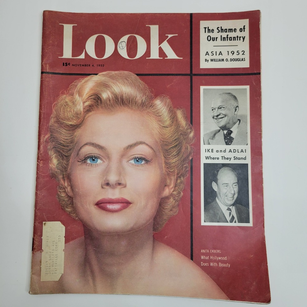 Vintage Look Magazine November 4 1952 Anita Ekberg Eisenhower Adlai Stevenson